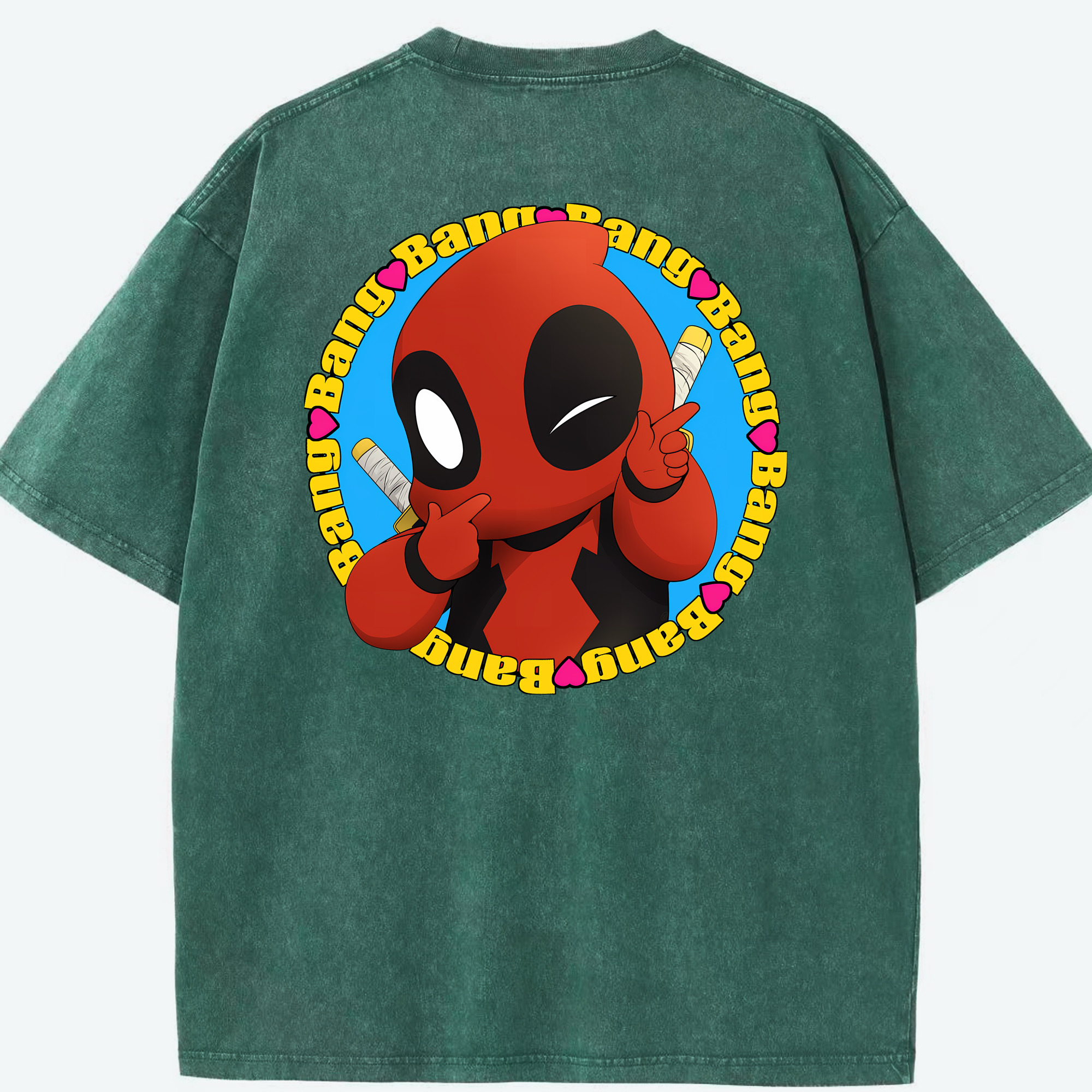 （画像用） Deadpool デッドプール 綿100% ヴィンテージ風 半袖Tシャツ（背面プリント）